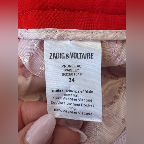 Zadig & Voltaire prune jac paisley red tailored trousers - Picture 11 of 11